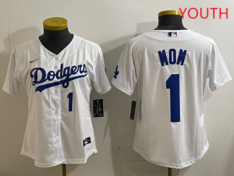 Youth Los Angeles Dodgers #1 Mom White Game 2025 Nike MLB Jersey style 10